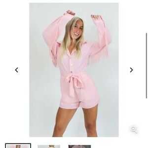 Pink Western Romper with Fringe